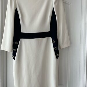 Elegant Long Sleeve Dress in Cream and Black
